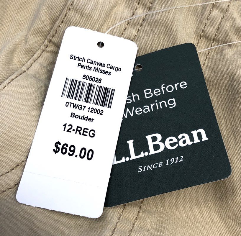 L.L.Bean Women's Stretch Canvas Cargo Pants Boulder Tan Favorite Fit NWT Sz 12
