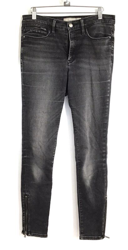 Athleta Women's Faded Black Ankle Zip Skinny Stretch Denim Jeans Sz 6