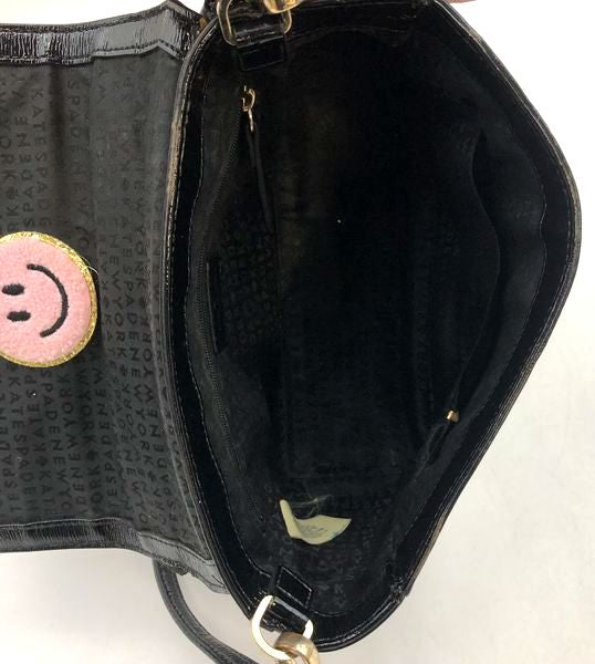 Kate Spade Black Textured Patent Leather Crossbody Bag with Gold Accents (+COA)