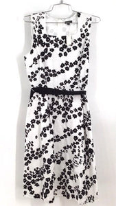 NWT Talbots Women's White Black Floral Cotton Sheath Dress - Size 6P