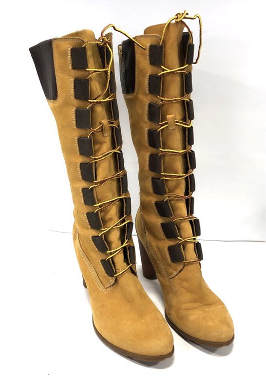 Timberland Savin Hill 79354 Wheat Nubuck Leather Knee High Boots Size 9