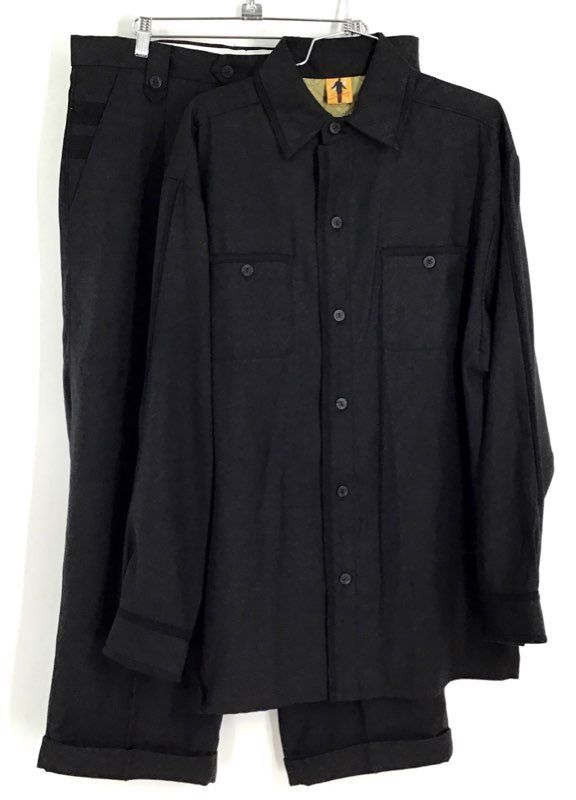 Steve Harvey Men&#39;s Black Button-Up Shirt And Pants Set - Size L, 36