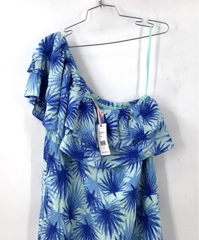 NWT Vineyard Vines Women's Aquamarine Palm One Shoulder Maxi Dress - Size 6