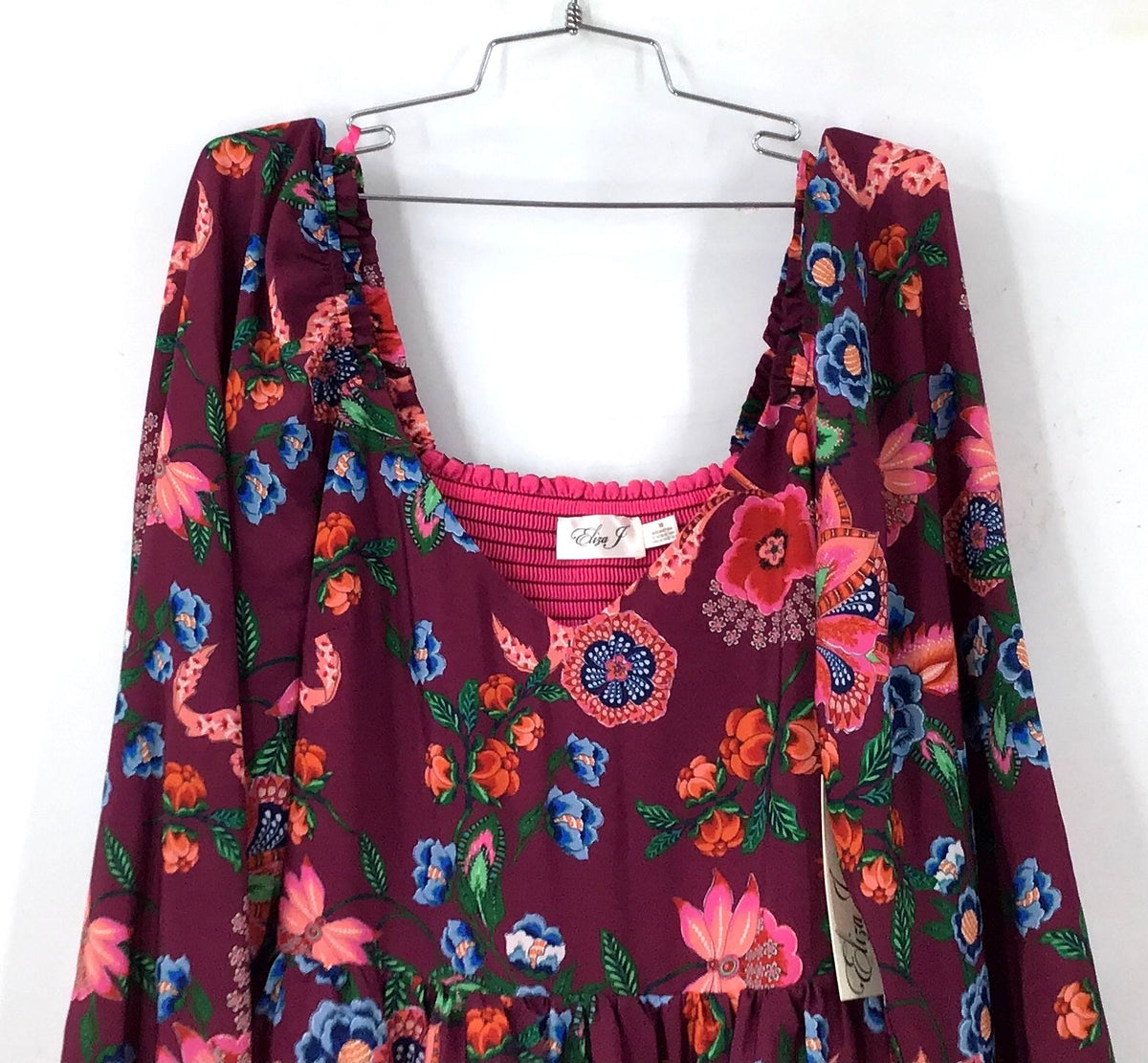 NWT Eliza J Women's Burgundy Floral Mini Dress - Size 10