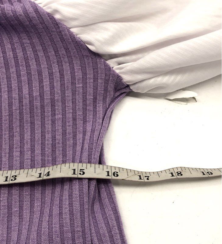 margo BARIDON Women's Lavender Puff Sleeve Ribbed Polo Top NWT Sz XS