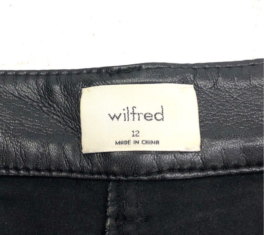 Wilfred Women's Black Faux Leather High Rise Straight Leg Pants Sz 12