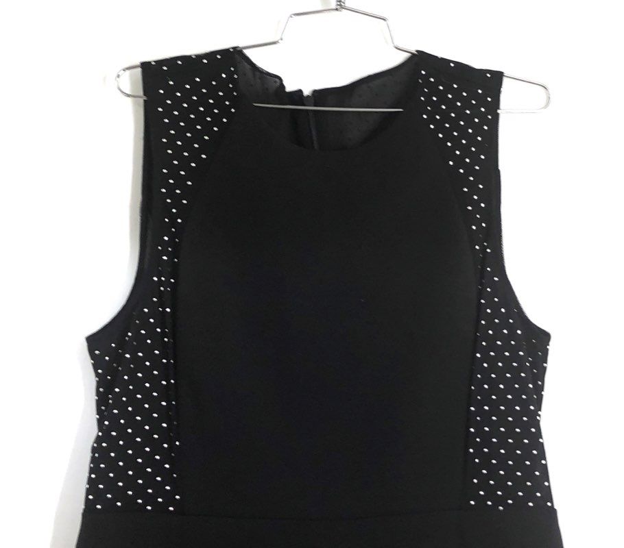 Michael Michael Kors Women's Black Mesh Panel Polka Dot Shift Dress Sz 10