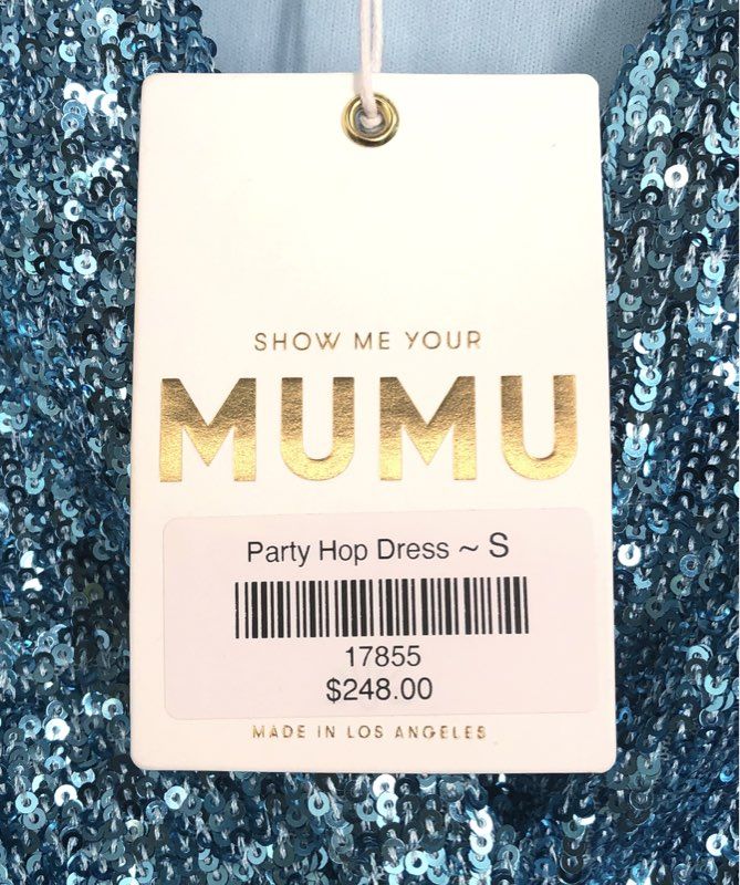 Show Me Your Mumu Party Hop Blue Sequin Long Sleeve Mini Dress Sz S NWT