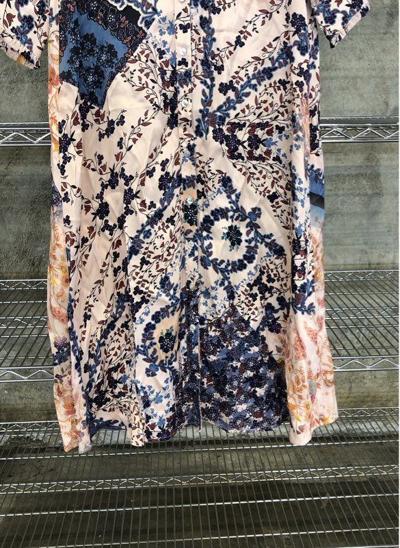 Soft Surroundings Women's Nassau Shirtdress Peach Blue Floral Maxi S NWT