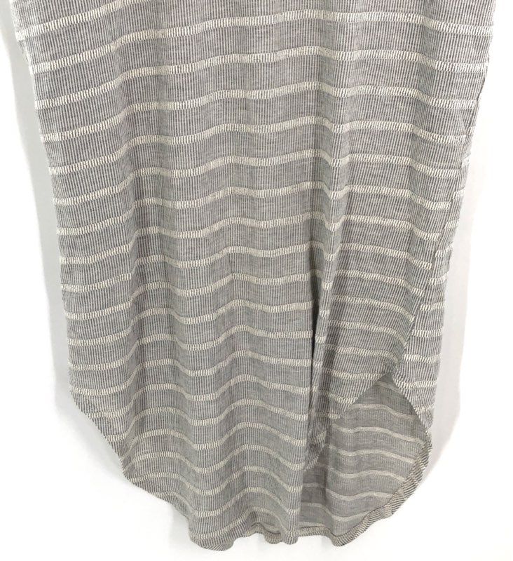 Daytrip Women's Gray White Striped Ribbed V-Neck Curved Hem Tunic Dress Size S