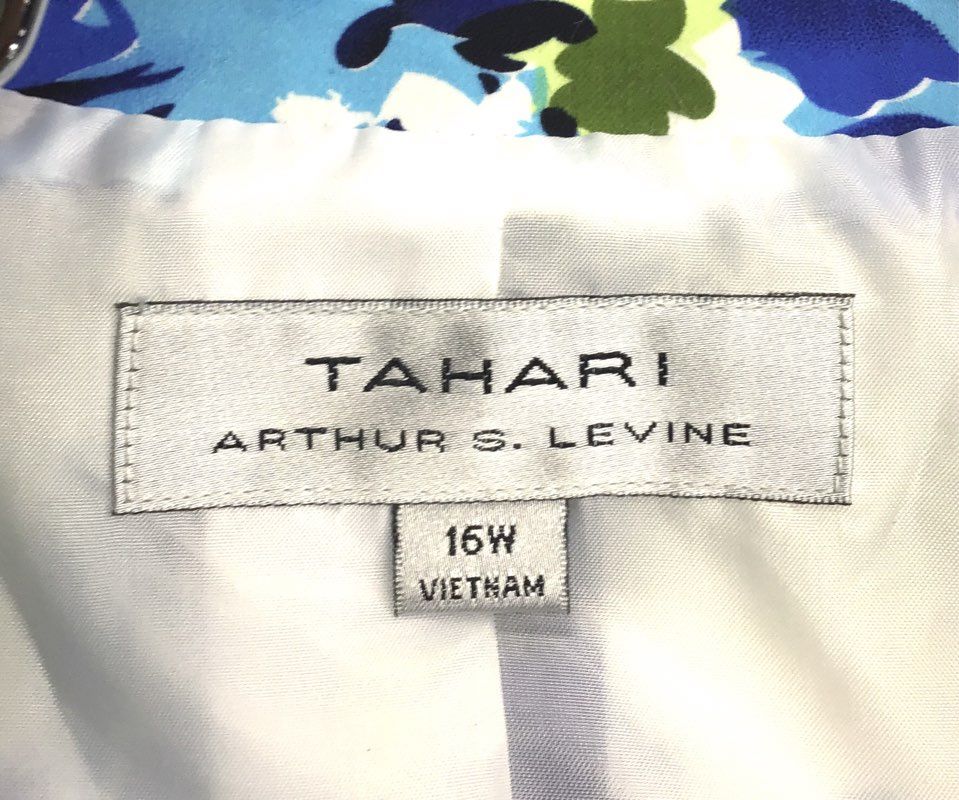 Tahari Arthur S. Levine Women's Dannie Floral Blazer Blue Green NWT Sz 16W