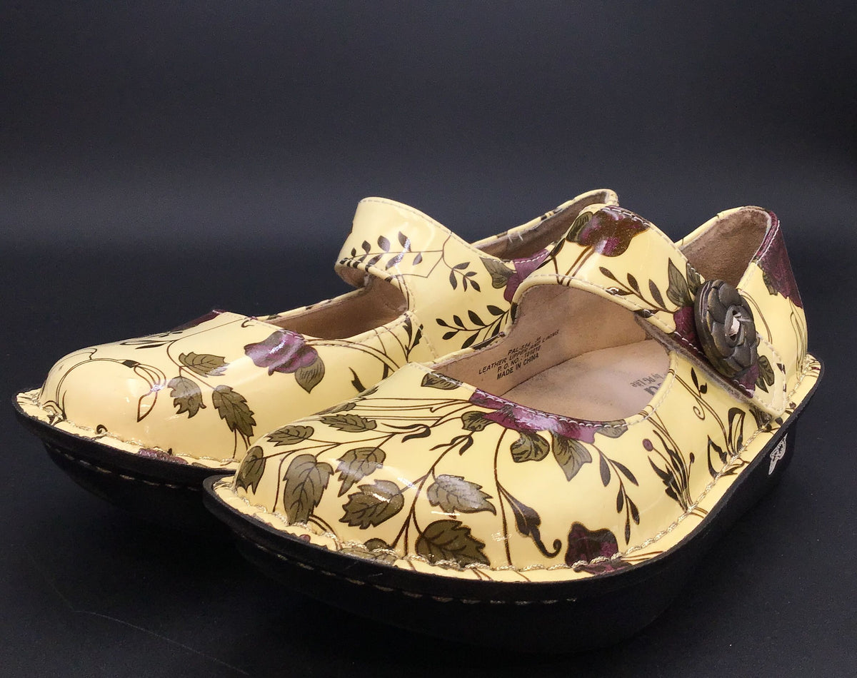 Alegria Women&#39;s Paloma PAL-514 Beige Floral Mary Jane Flats - Size EUR 35