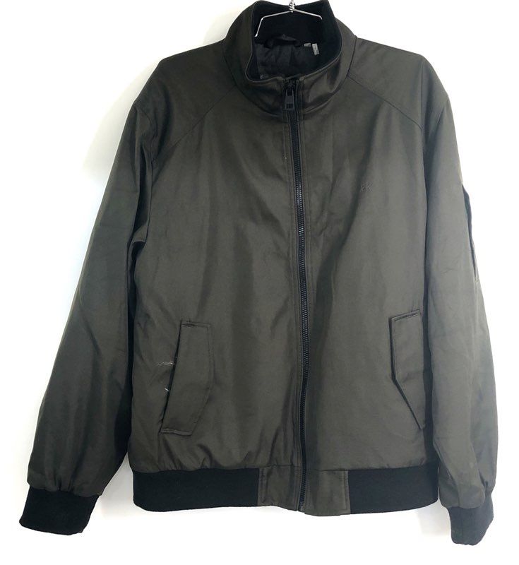 Calvin Klein Men's Olive Green Full Zip Harrington Bomber Jacket Size L