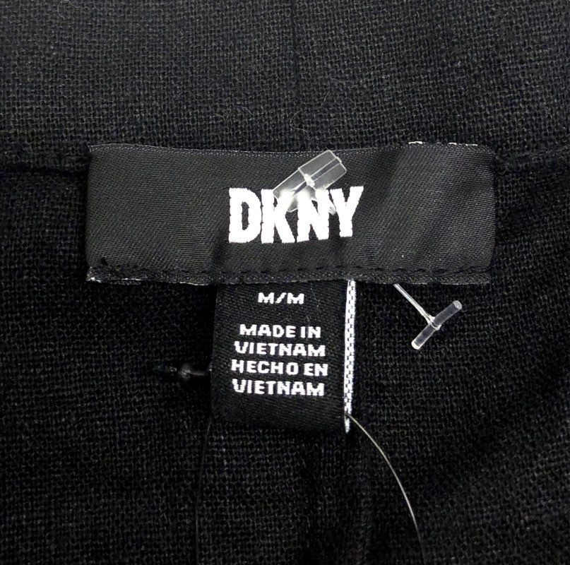 DKNY Women's Black Linen Blend Sleeveless V-Neck Maxi Dress Size M NWT