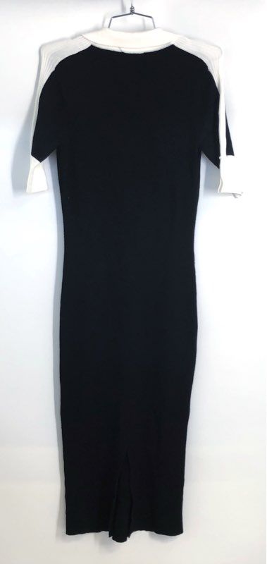 Tahari Women's Black White Ribbed Knit Polo Midi Dress Short Sleeve NWT Sz S/P