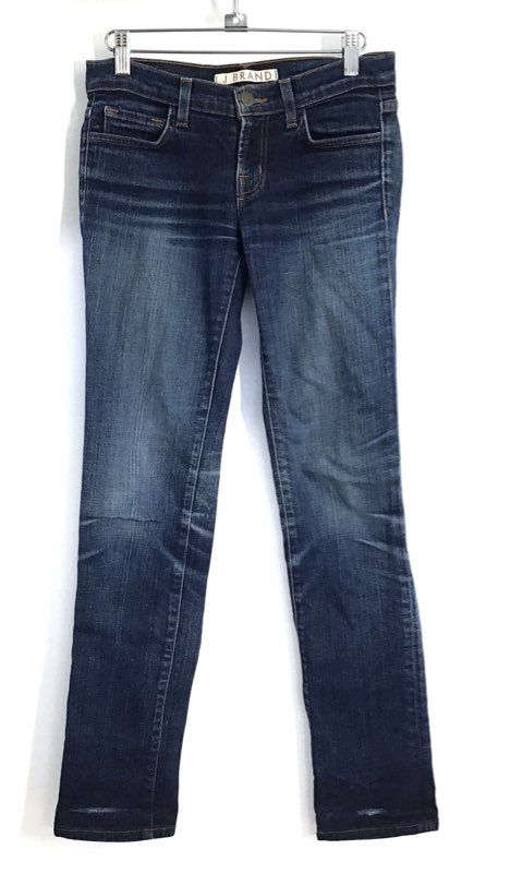 J Brand Women's Dark Wash Slim Straight Jeans Whiskered Made in USA Size 25