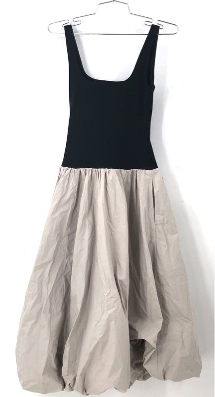 NWT Abercrombie & Fitch Women's Black Tan Bubble Hem Fit & Flare Dress -Size XSP