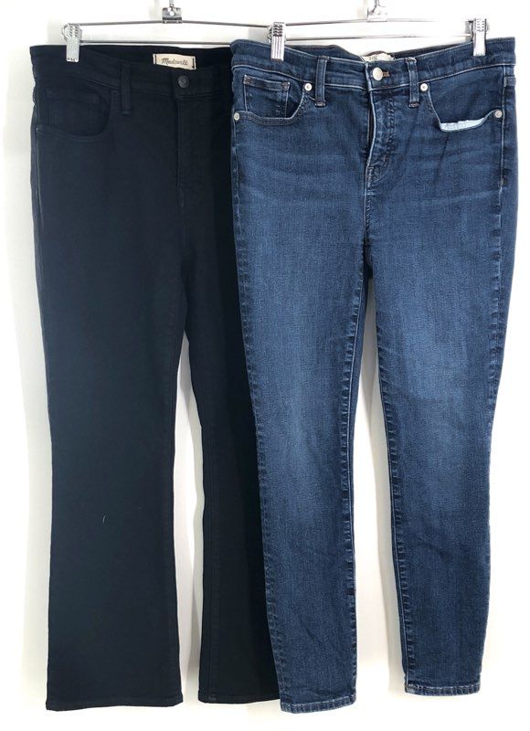 Madewell Women's Jeans Lot 2 Pairs 8" Skinny Blue & Kick Out Black Sz 29