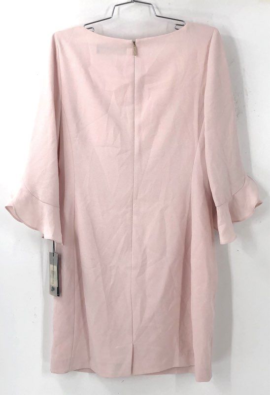 NWT Karl Lagerfeld Paris Pink Ruffle Bell Sleeve Crepe Sheath Dress Women's 8