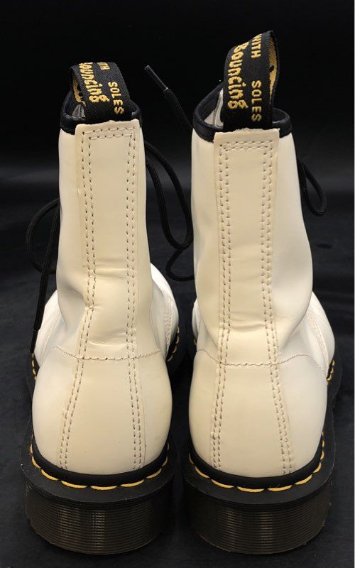 Dr Martens 1460 Pascal Zip White Smooth Leather 8-Eye Boots Womens Size 9