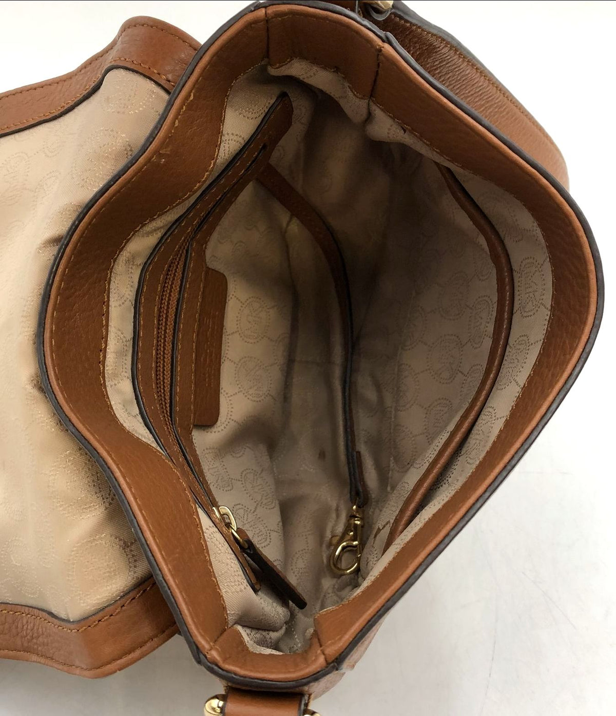 Michael Kors Brown Pebbled Leather Crossbody Bag with Gold-Tone Hardware (+COA)