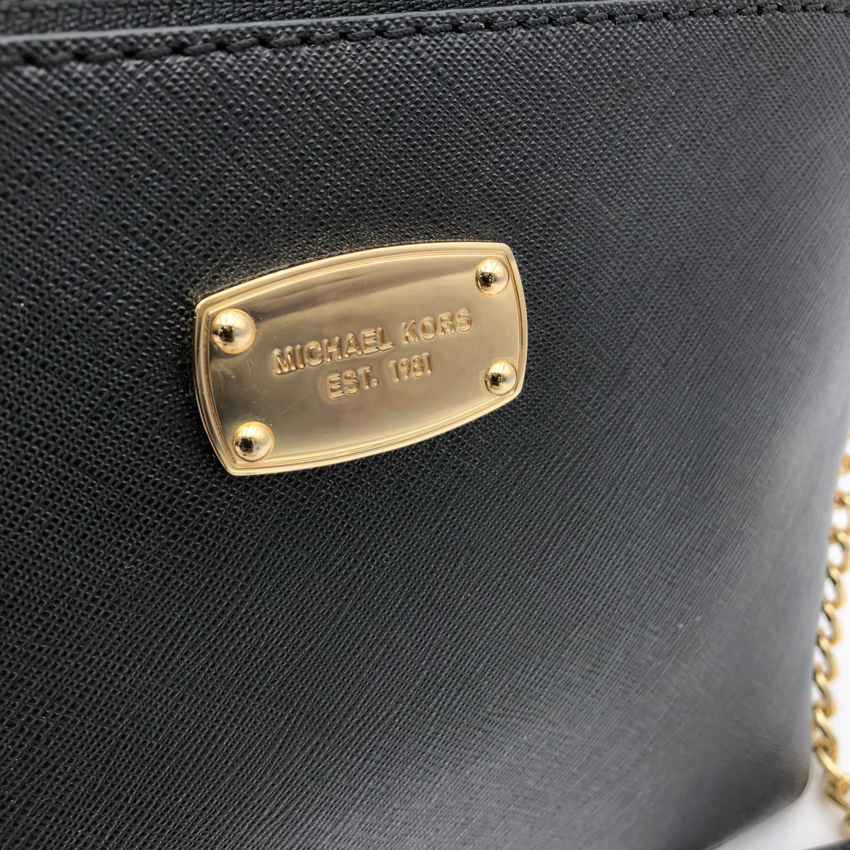 Michael Kors Black Jet Set Large Dome Crossbody Bag Gold Hardware COA