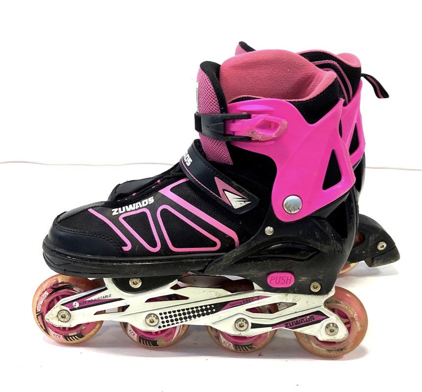 Zuwads 4-Size Adjustable Inline Skates Rollerblades Black Pink Womens