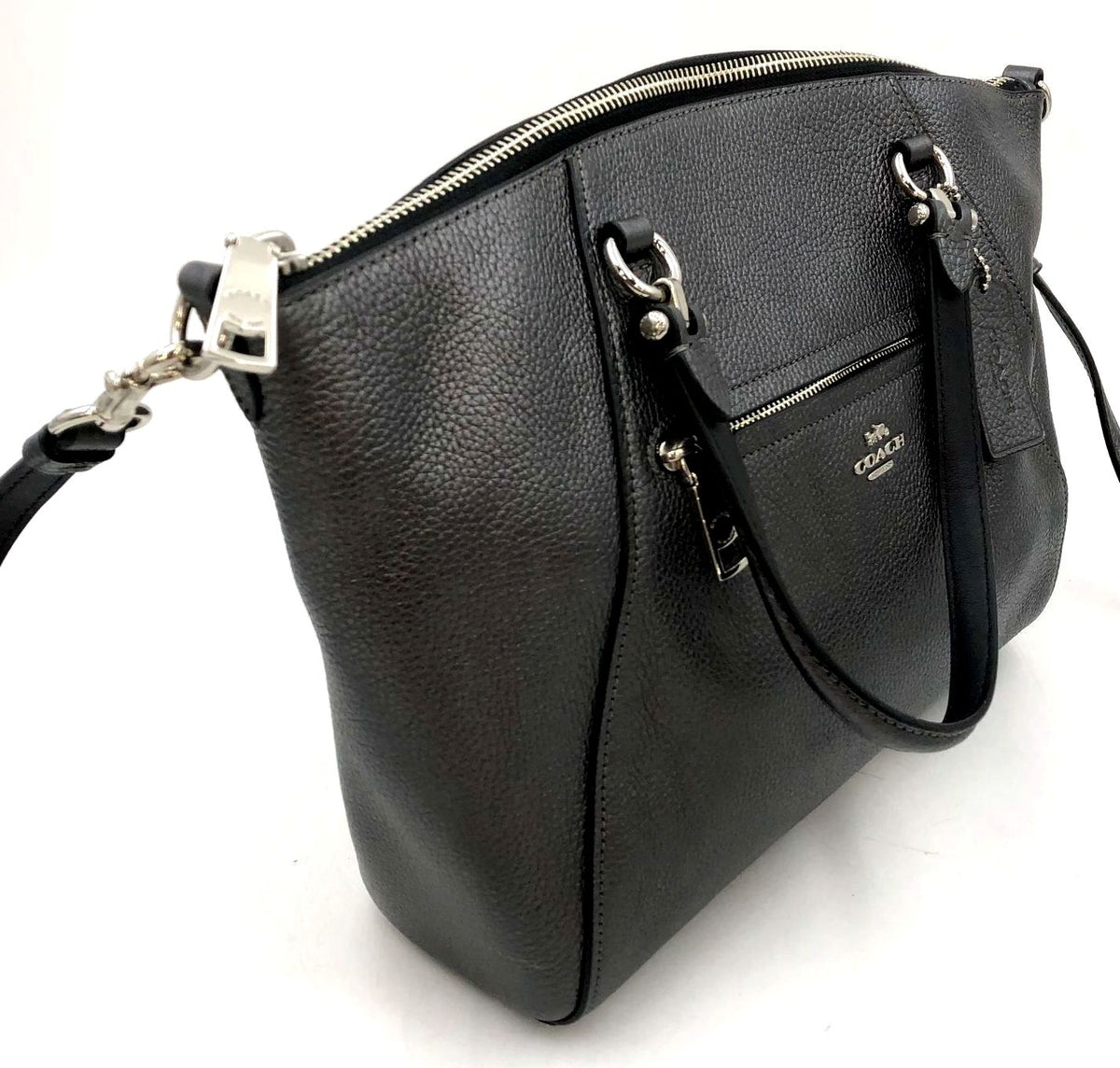 Coach 22788 Metallic Pewter Leather Prairie Satchel w/ Silver-Tone Detail (+COA)