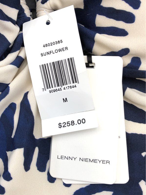 Lenny Niemeyer Women's Blue Sunflower One-Piece Swimsuit Twist Front Sz M NWT