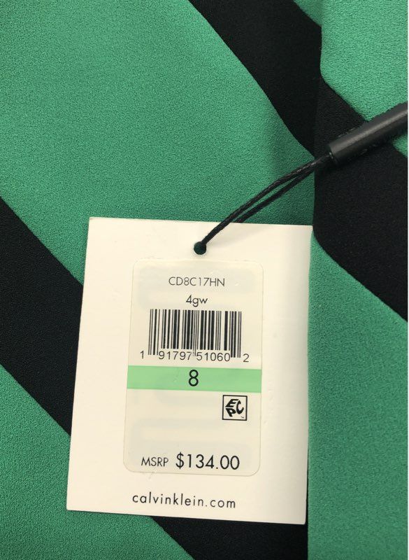Calvin Klein Women's Sheath Dress Green Colorblock Sleeveless NWT Sz 8