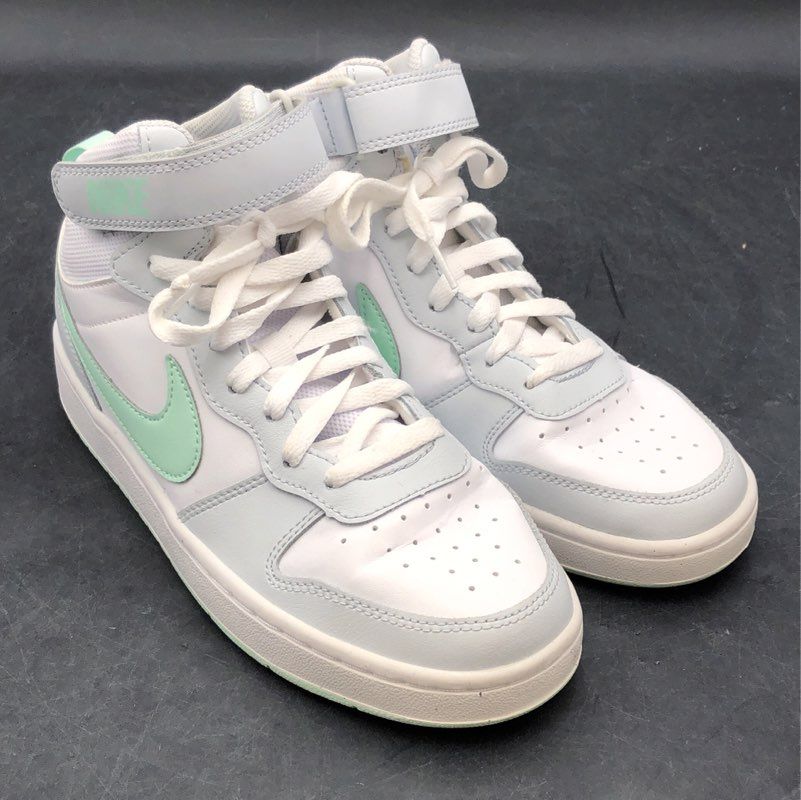 Nike Court Borough Mid 2 White Light Grey Mint Green Sneakers Size 7Y