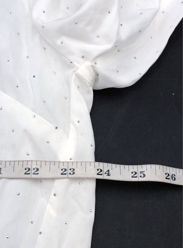 Picadilly Women's White Studded Lyocell Embellished Button Down Shirt NWT Sz L