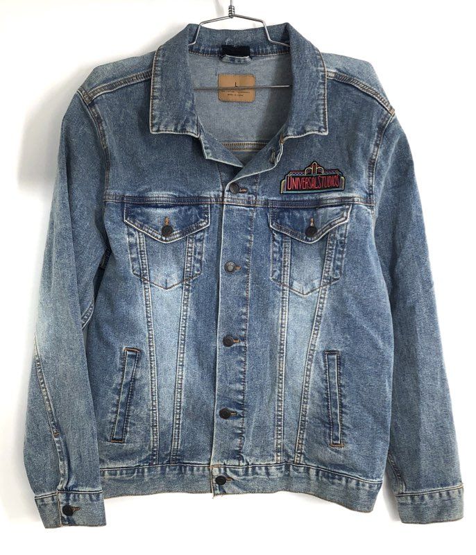 Universal Studios Retro Neon Marquee Denim Trucker Jacket Sz L