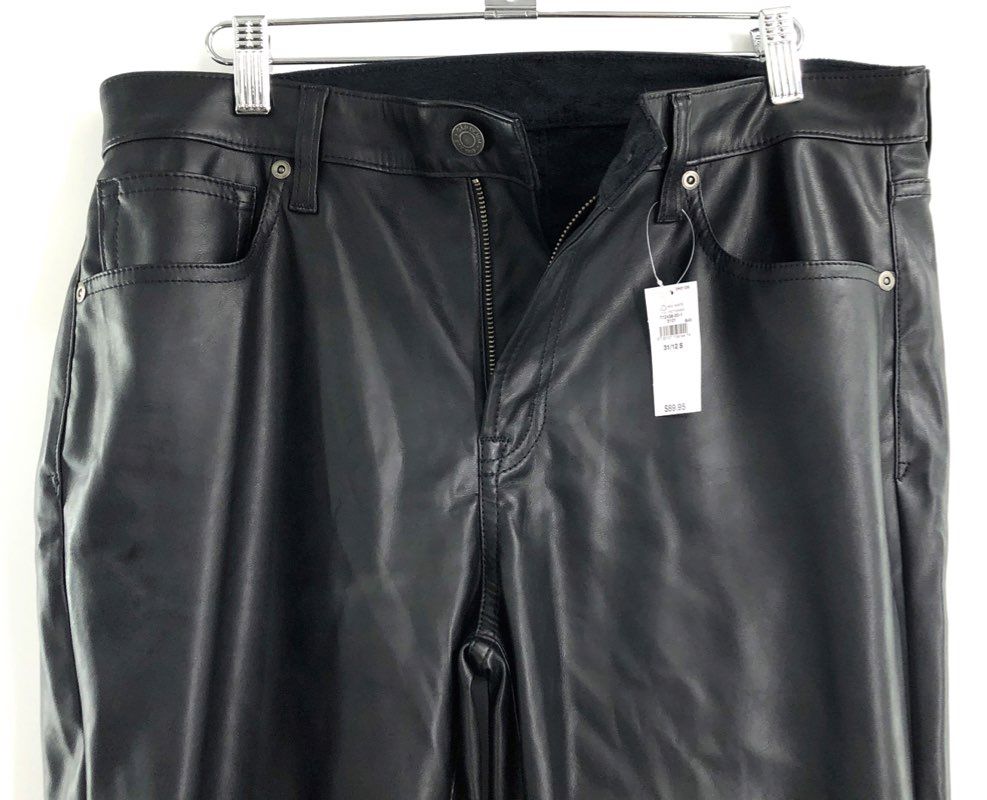 GAP Women's Black True Skinny Mid Rise Faux Leather Pants Sz 12 Short NWT