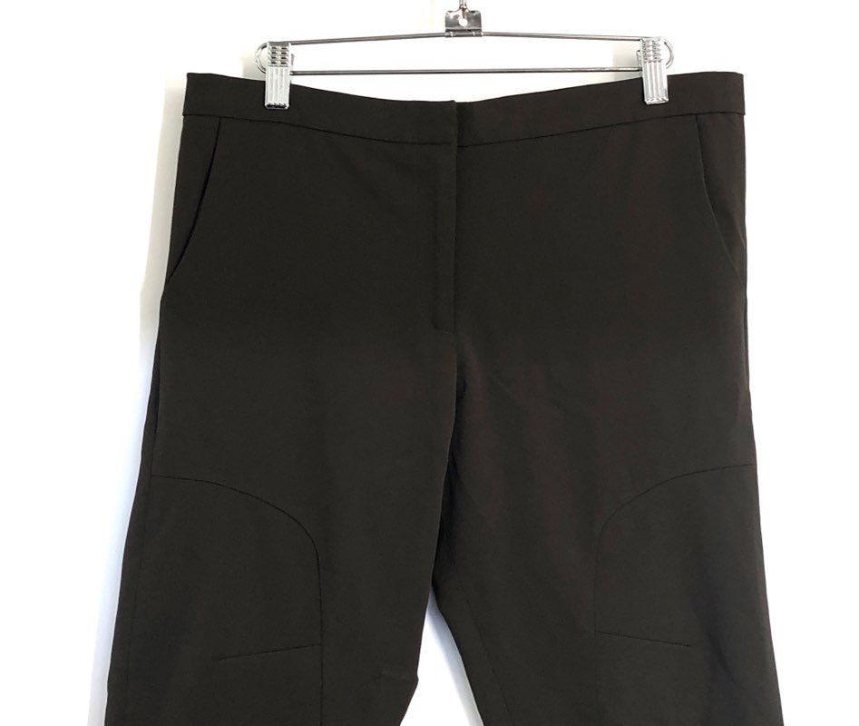 Women's Dark Brown Stitched Knee Ankle Slit Trousers Pants Sz 35x27