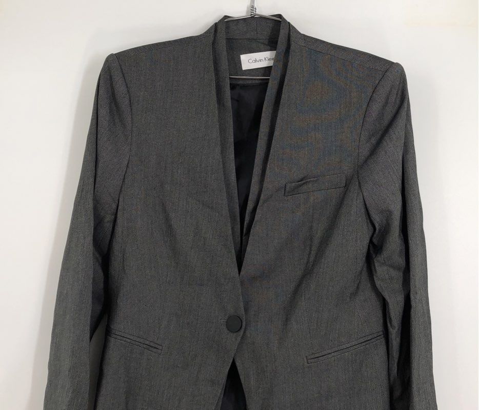 NWT Calvin Klein Women&#39;s Gray Single-Breasted Blazer - Size 10