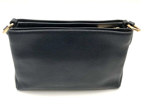 Michael Kors Black Leather Trisha Crossbody Bag Gold Hardware COA