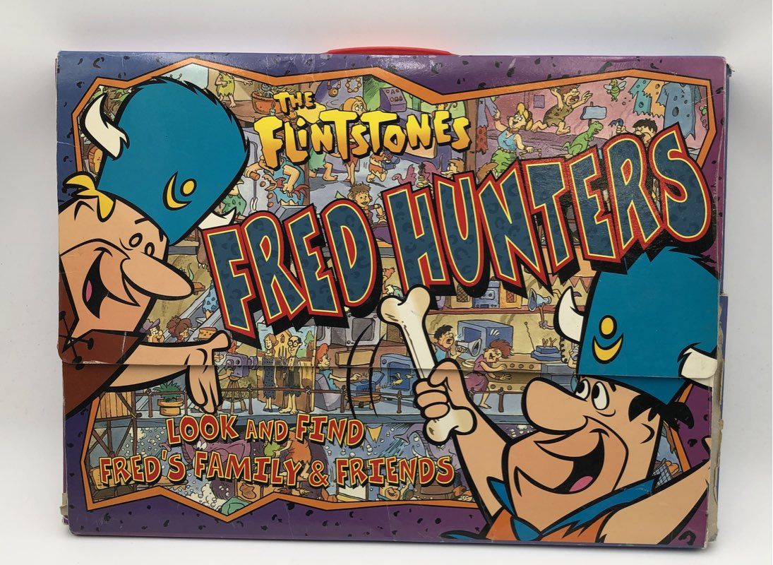 The Flintstones Fred Hunters Look and Find 3 Book Set Carrying Case Vintage