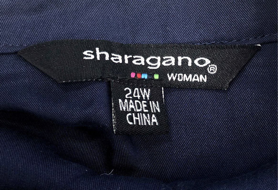 Sharagano Women's Navy Sleeveless Utility Button Front Dress Sz 24W NWT