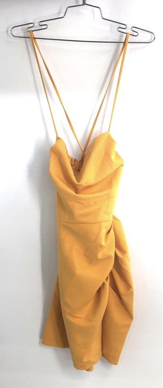 Gianni Bini Women's Miley Crepe Dress Goldfinch Yellow Strappy Mini Sz 6 NWT