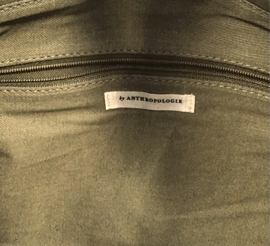 Anthropologie Sage Green Perforated Leather Circle Round Tote Bag Large Handbag