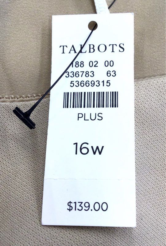 NWT Talbots Women's Beige Straight & Pencil Skirt - Size 16W