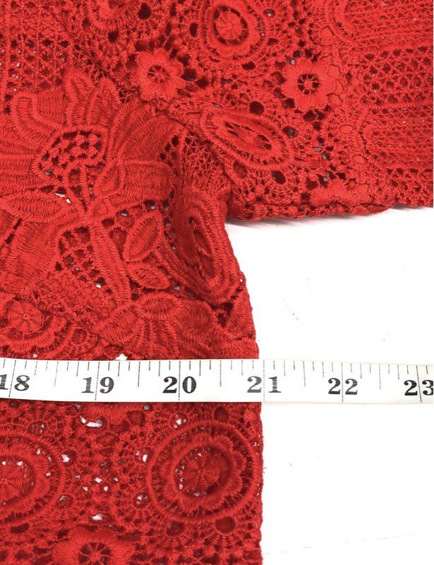 Chico's Women's Red Lace Full Zip Bomber Jacket NWT Sz 0