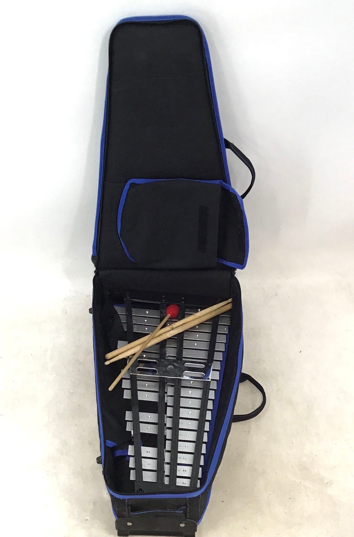 Rogers Silver Black Percussion Xylophone With Rolling Case And Drumsticks