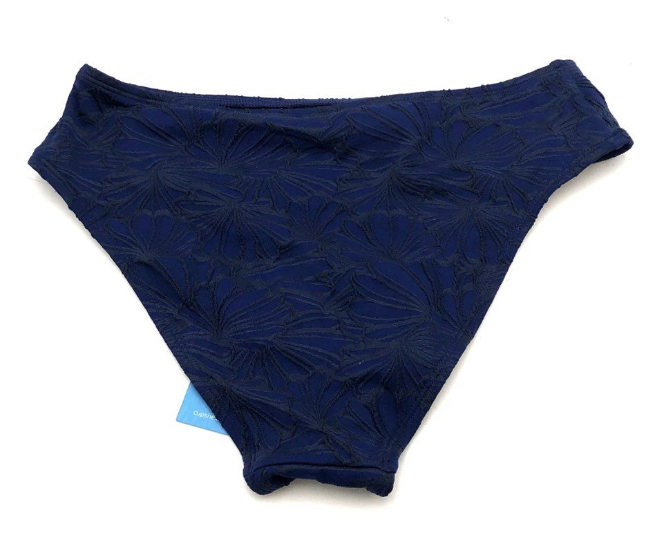 Cupshe Women's Navy Blue One Shoulder Scalloped Floral Textured Bikini Set NWT S