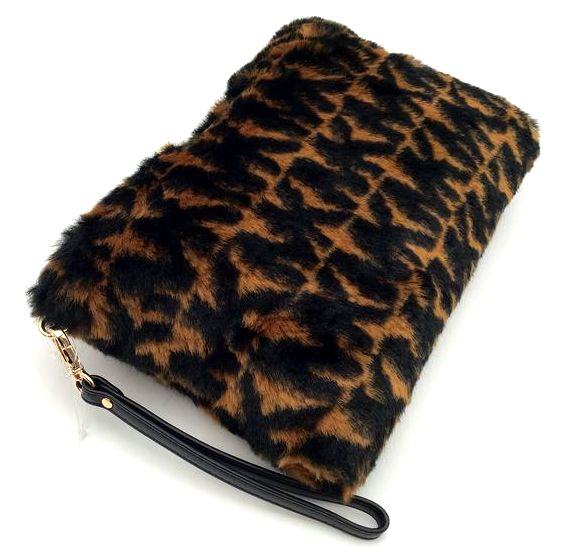 Michael Kors Brown &amp; Black Faux Fur Wristlet (+COA)