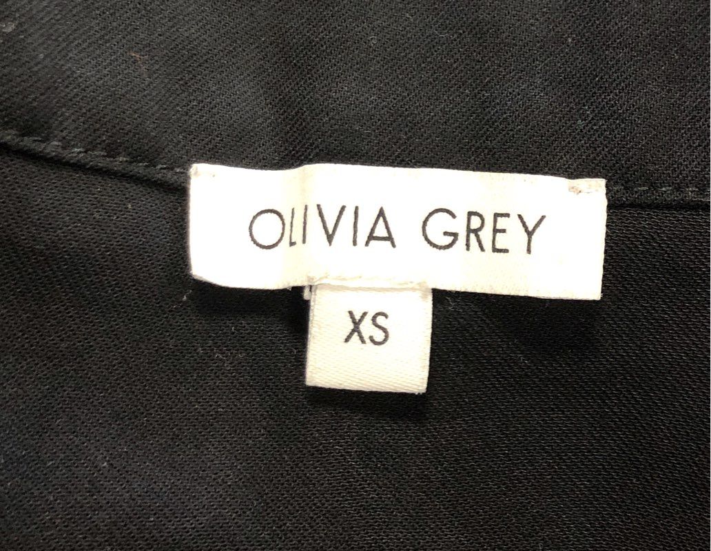Olivia Grey Women's Black Off-the-Shoulder Puff Sleeve Tie Cuff Blouse Sz XS