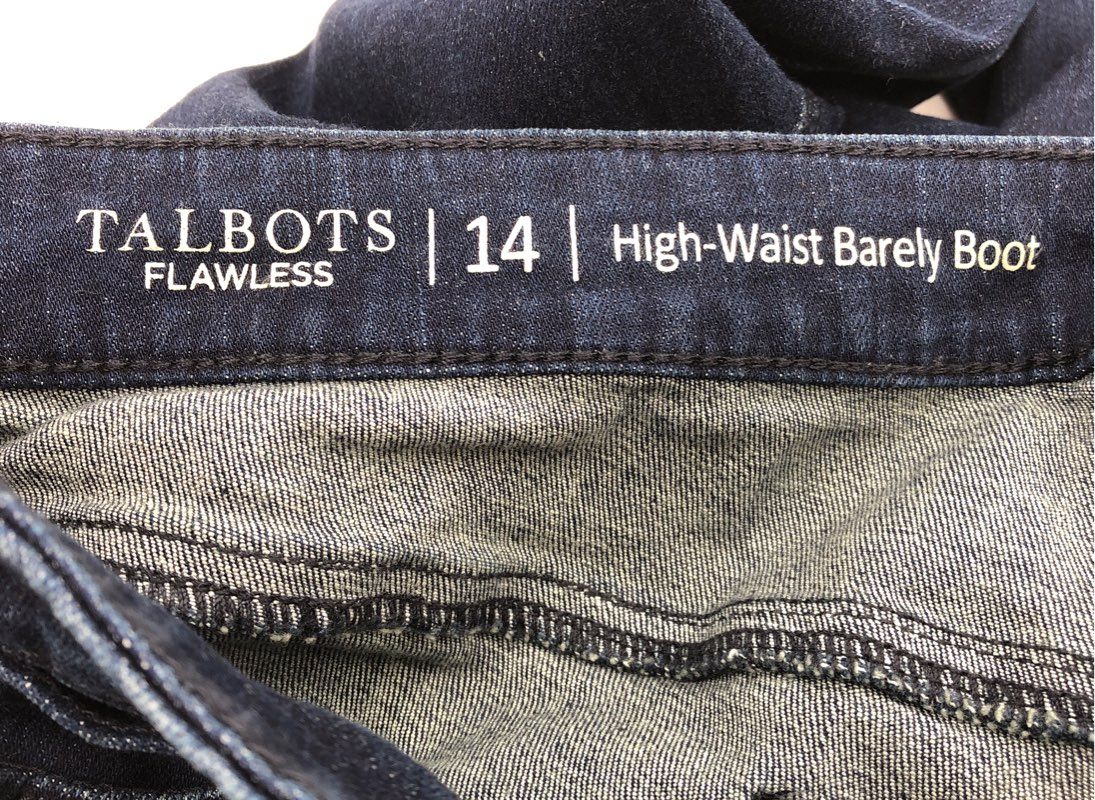 NWT Talbots Flawless Women&#39;s Blue High-Waist Barely Bootcut Jeans - Size 14