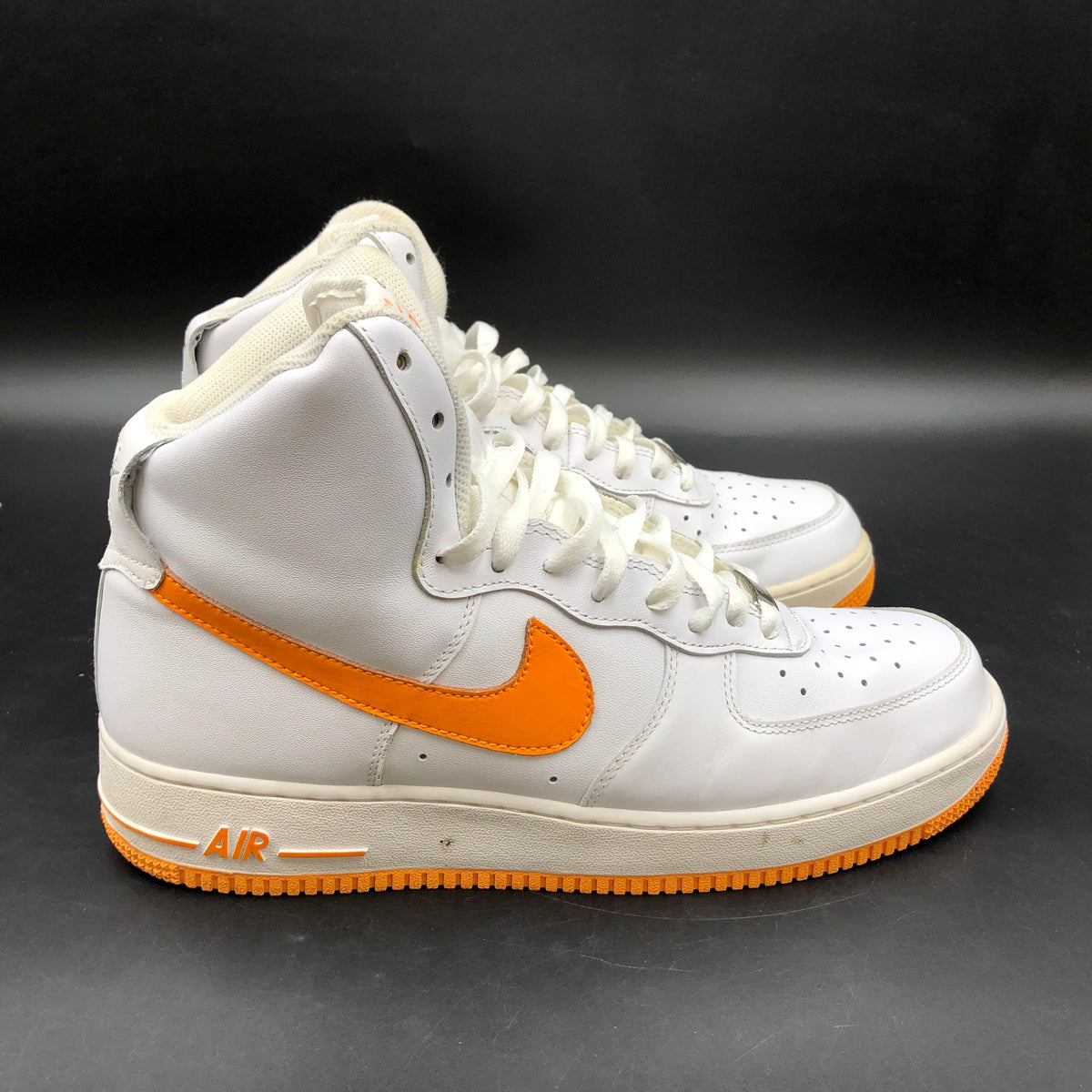 Nike Air Force 1 High White Vivid Orange Sneakers Men's Size 10.5 COA
