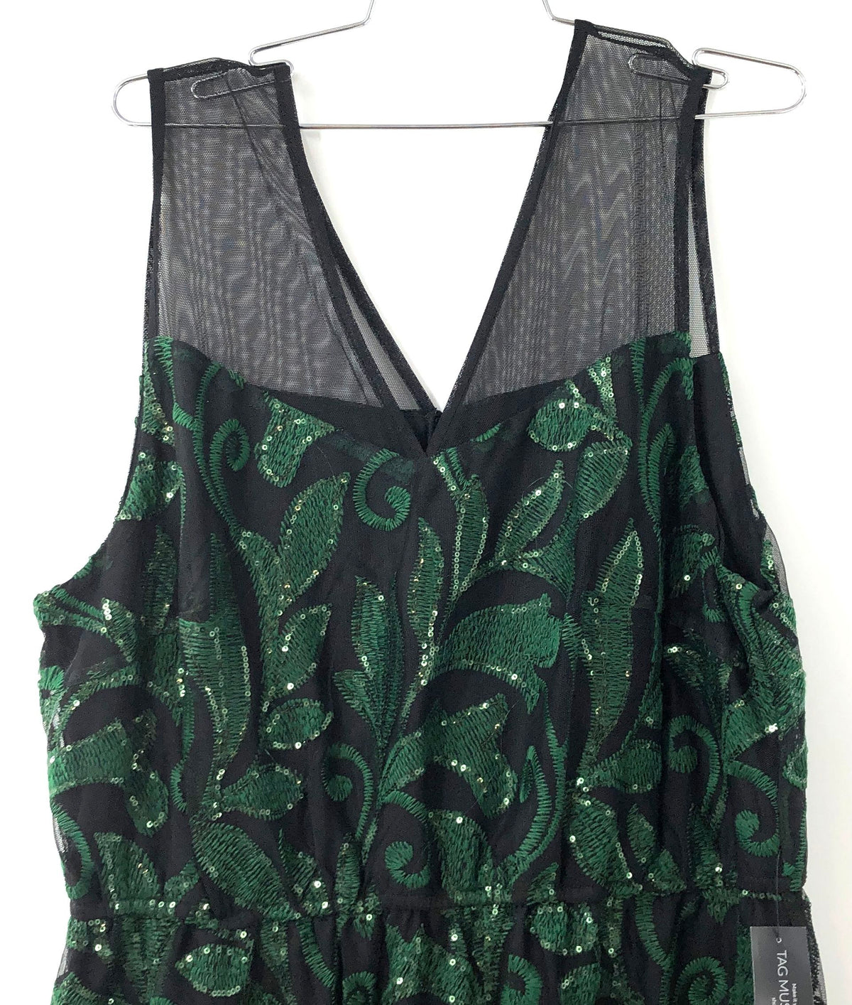 Lane Bryant Women's Green Black Sequin Embroidered Mesh Cocktail Dress Sz 16 NWT